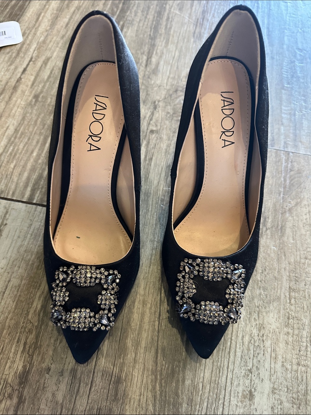 Iadora Black Crystal-Embellished Pointed-Toe Pumps